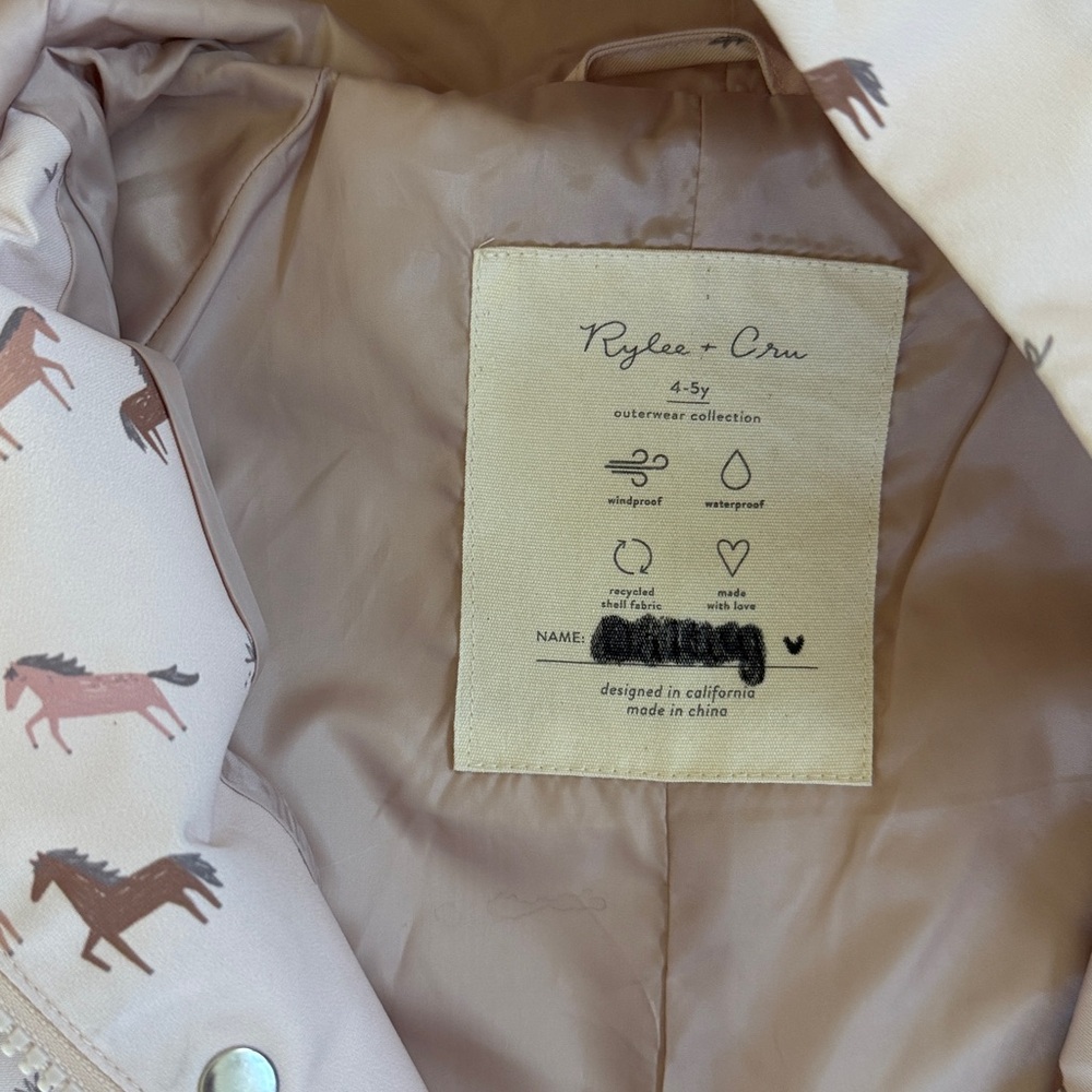 Rylee + Cru Blush Pink Horse-Print Hooded Raincoat - Picture 2 of 4